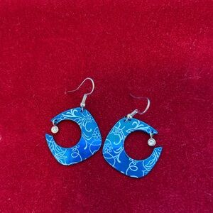 Elegant Blue Floral Earrings